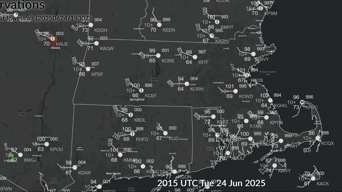 Current ASOS observations on what is now the hottest June day ever at several regional climate sites across SNE and the surrounding Northeast.