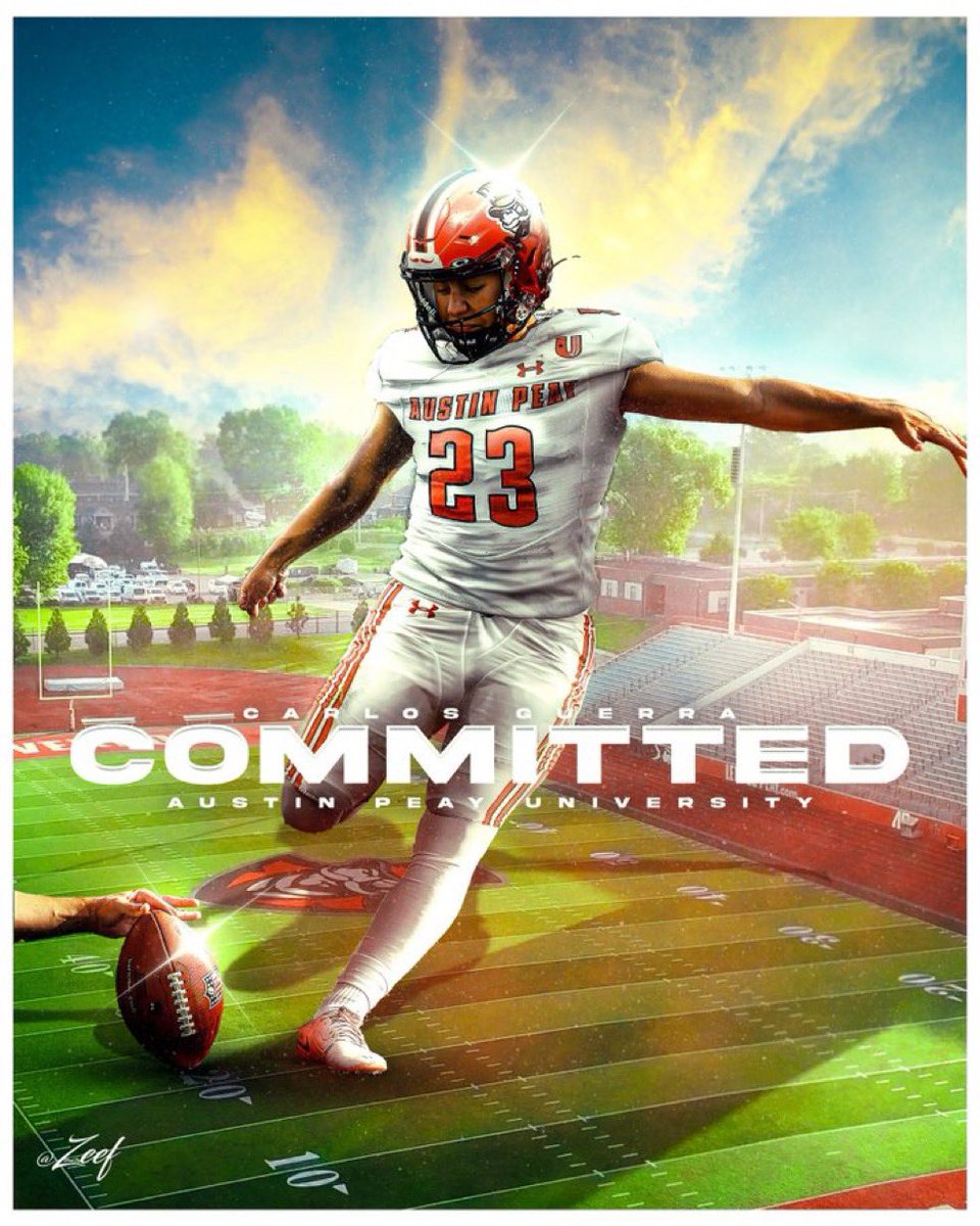 Chris Sailer Kicking (@chris_sailer) on Twitter photo Huge congratulations to Chris Sailer Kicking Kicker <a href="/Carlos_Guerra31/">Carlos Guerra</a>. He has committed to Austin Peay! The TN Fall Camp Champion is going to be a fine player at the next level! <a href="/obi1_39/">Obi1.39</a> <a href="/BrandonHuffman/">Brandon Huffman</a> #TeamSailer Huge congratulations to Chris Sailer Kicking Kicker <a href="/Carlos_Guerra31/">Carlos Guerra</a>. He has committed to Austin Peay! The TN Fall Camp Champion is going to be a fine player at the next level! <a href="/obi1_39/">Obi1.39</a> <a href="/BrandonHuffman/">Brandon Huffman</a> #TeamSailer