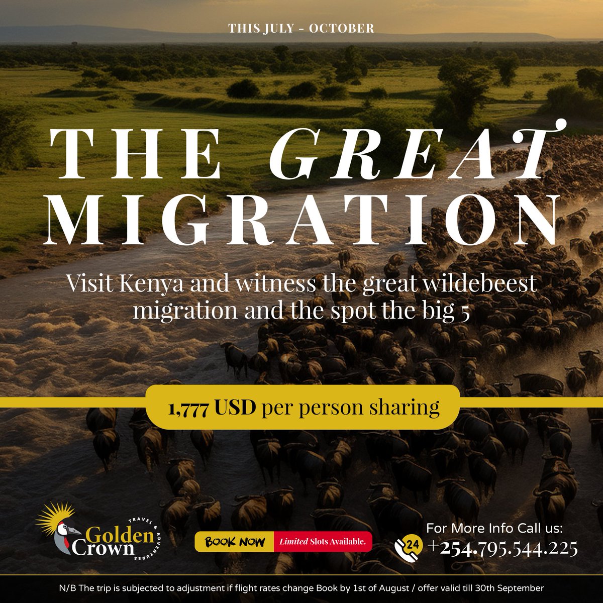 masterbrianke's tweet photo. @Rainmaker1973 WELCOME TO THE GREAT MIGRATION IN KENYA
 5 days 4 nights adventure in the Maasai Mara and Nakuru national park 

3 days 2 nights in the Maasai Mara.
𝐓𝐨 𝐄𝐧𝐪𝐮𝐢𝐫𝐞 𝐨𝐫 𝐁𝐨𝐨𝐤
✉️ info@goldencrown.tours
📱𝐂𝐚𝐥𝐥 / 𝐖𝐡𝐚𝐭𝐬𝐚𝐩𝐩 0795 544225 https://t.co/twXopGHXEh