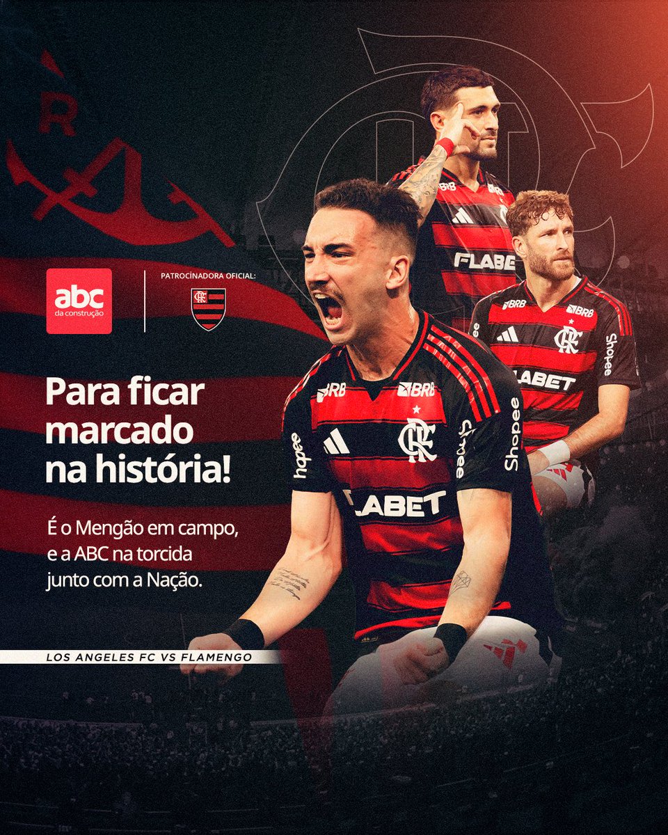 Flamengo's tweet photo. Nação, se tem Mengão em campo, tem @abcdaconstrucao na torcida. ❤️🖤
Vamos juntos para mais um grande desafio!
#ad #ABCFla https://t.co/hQFMn5hnMa