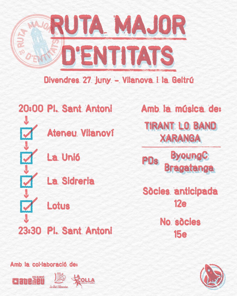 🍻🥳 Bona nit! Aquest divendres us esperem a la RUTA MAJOR D'ENTITATS per donar la benvinguda a l'estiu! Que no us ho expliquin!
