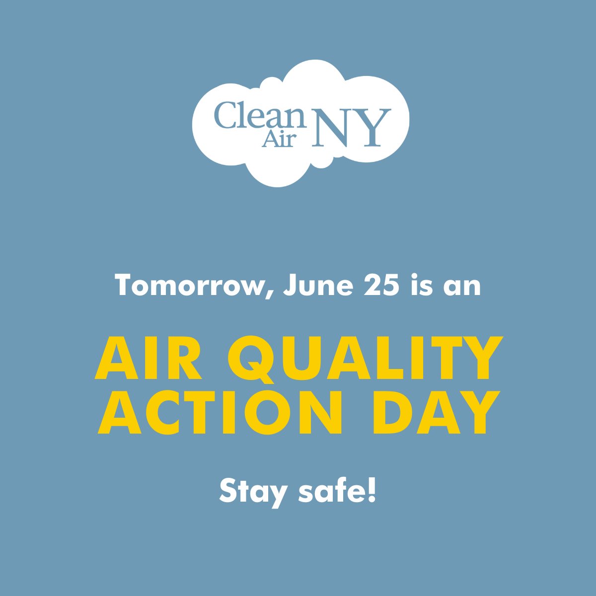 An Air Quality Health Advisory has been issued for June 25, 2025, for the following regions:

Long Island
New York City Metro

This advisory is effective from 11:00 a.m. to 11:00 p.m. The pollutant of concern is Ozone.