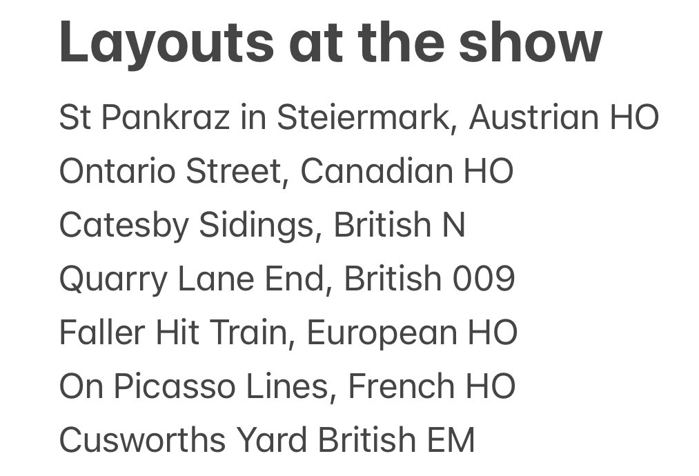 This Saturday! There’s a model railway show in Hemel Hempstead, Herts. Seven layouts and the secondhand emporium that is the famed Elaine’s Trains. “The small and friendly show” is how they describe it, and that sounds like rather a nice thing for this Saturday.
