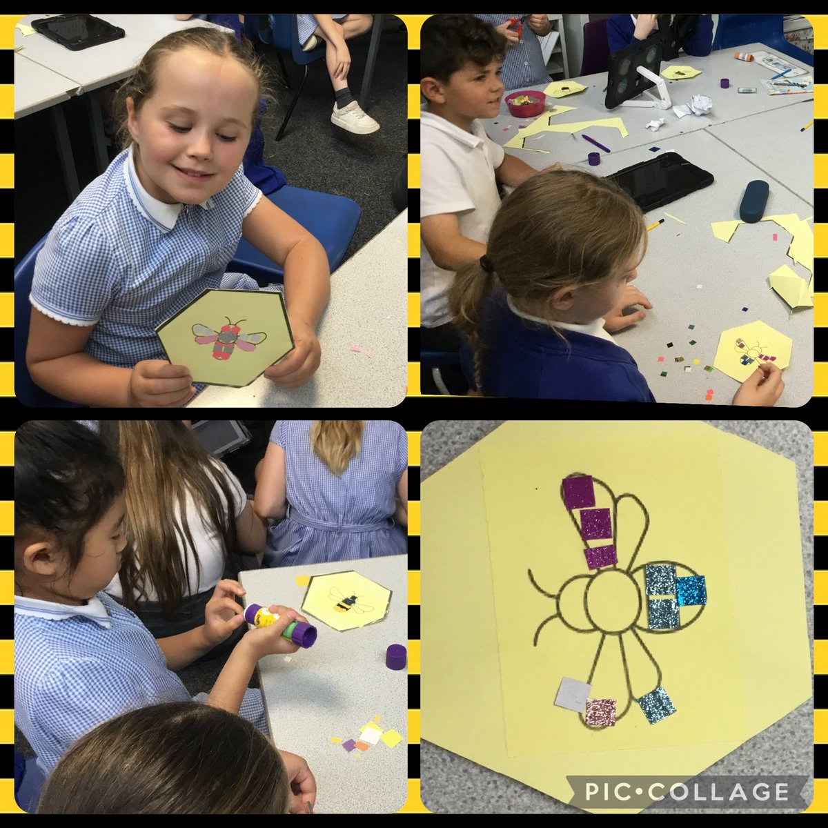 PCPZebras's tweet photo. A bee-autiful afternoon in Y4 making paper mache bees and mosaic bees 🐝  #pcpconservationproject #pcpart https://t.co/nkeyVukUgG