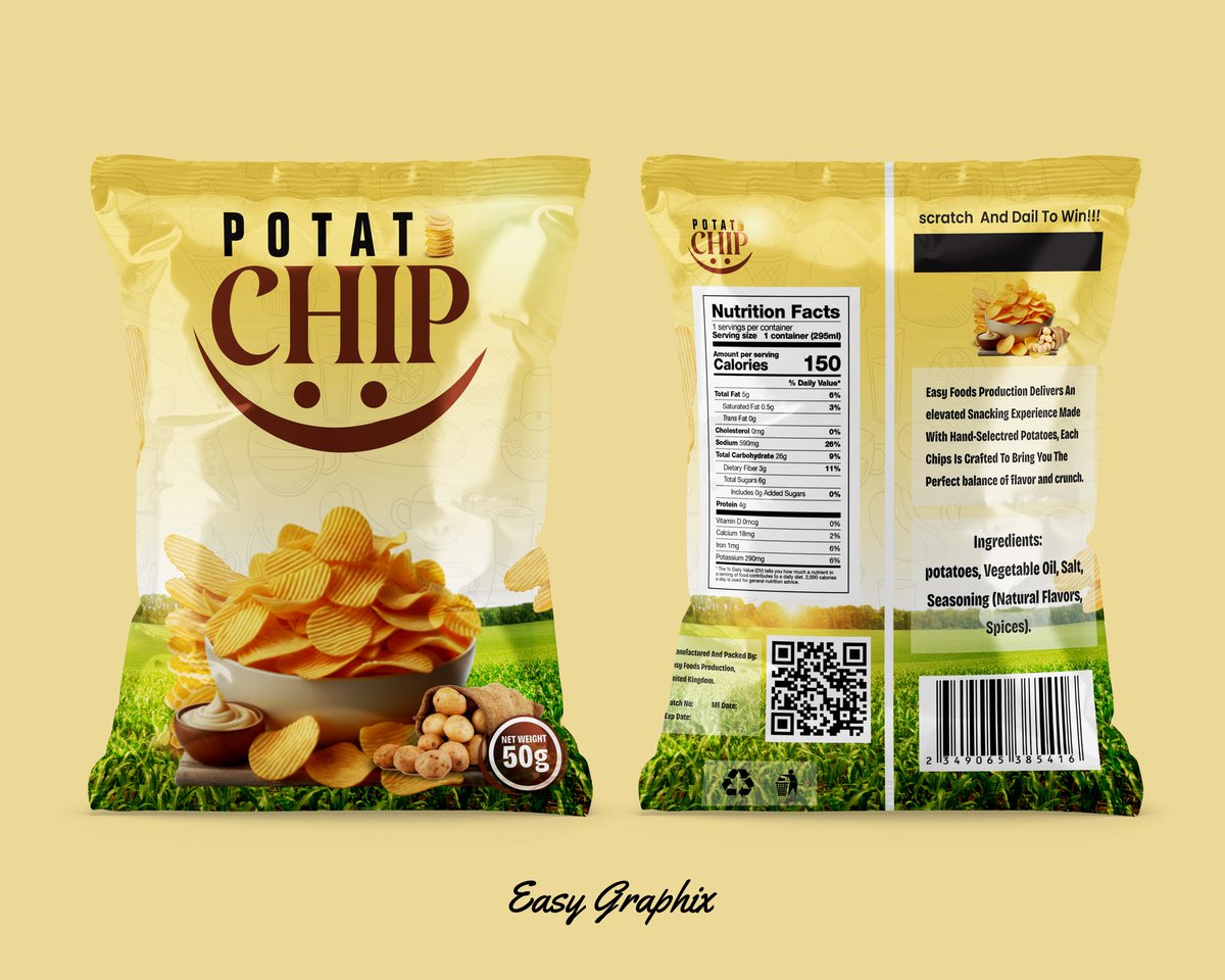 easy_graphix120's tweet image. Bold. Crunchy. Eye-catching.
This concept blends vibrant visuals and appetizing appeal to make the snack stand out on any shelf.
— Designed by Easy Graphix 🎨”