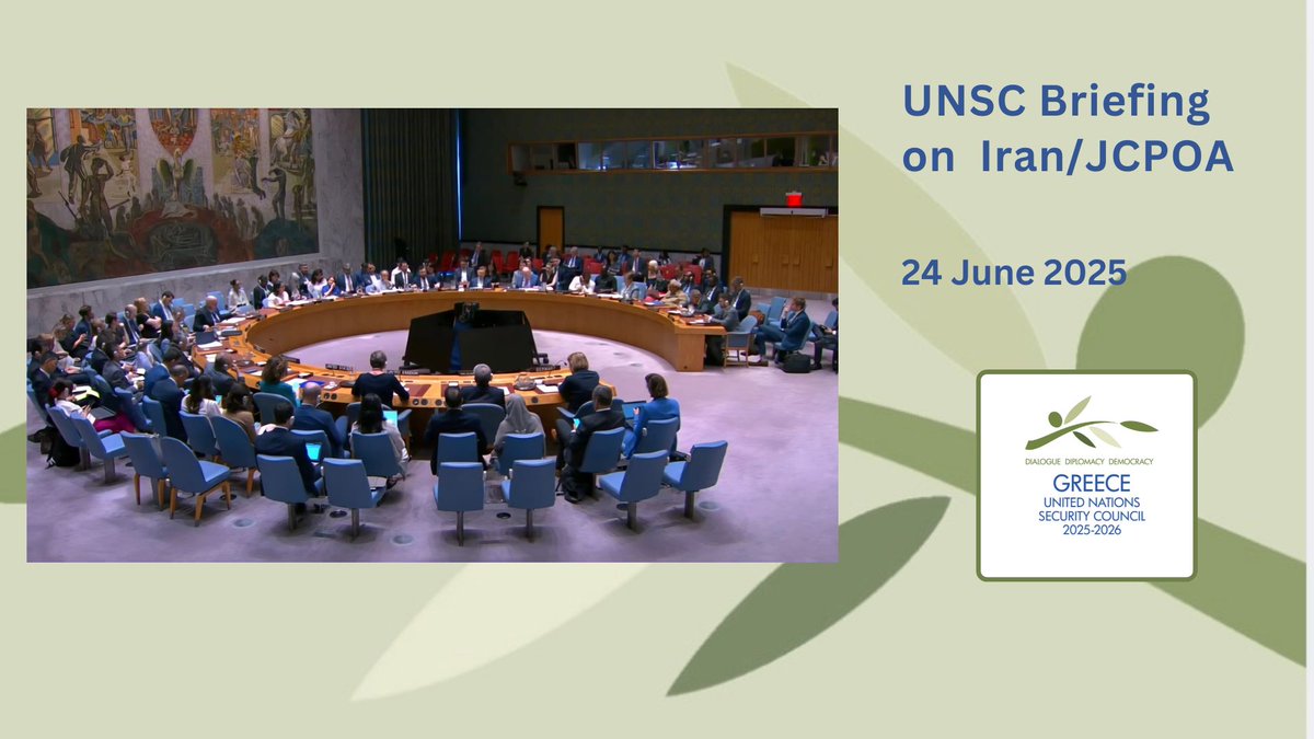 Greece to the United Nations (@grun_ny) on Twitter photo At today’s UNSC briefing on UNSC Res. 2231 (Iran/ JCPOA), PR of 🇬🇷 Ambassador <a href="/evasekeris/">Evangelos Sekeris</a>:
↪ welcomed the ceasefire announcement, while commending the US & Qatar mediating efforts
↪ reiterated its unwavering commitment to preserving & strengthening the global nuclear At today’s UNSC briefing on UNSC Res. 2231 (Iran/ JCPOA), PR of 🇬🇷 Ambassador <a href="/evasekeris/">Evangelos Sekeris</a>:
↪ welcomed the ceasefire announcement, while commending the US & Qatar mediating efforts
↪ reiterated its unwavering commitment to preserving & strengthening the global nuclear