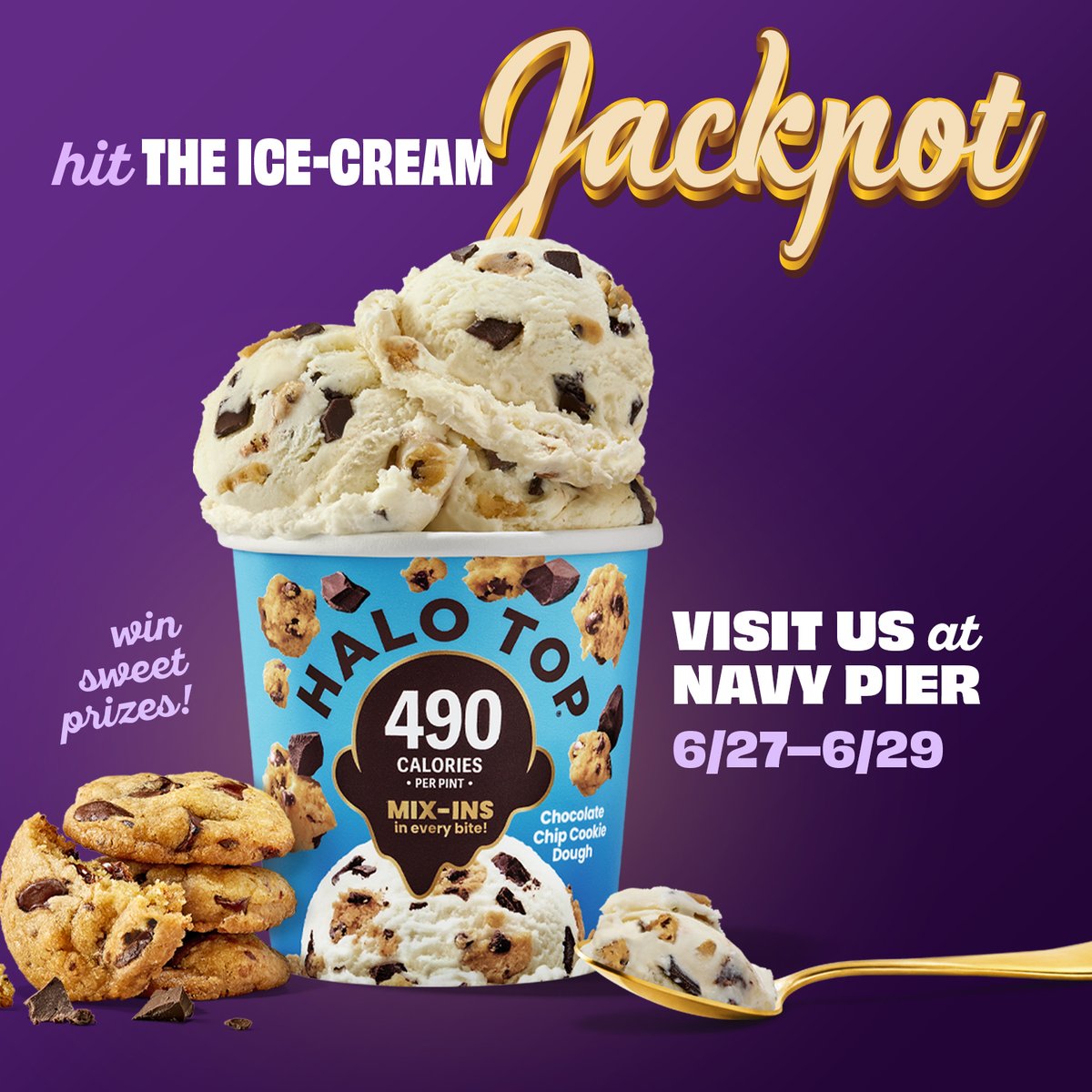 Stop by Navy Pier this weekend for a chance to win prizes and try NEW <a href="/HaloTopCreamery/">Halo Top</a> with mix-ins in every bite! Booth opens at noon. 🍨 🎰 🎉