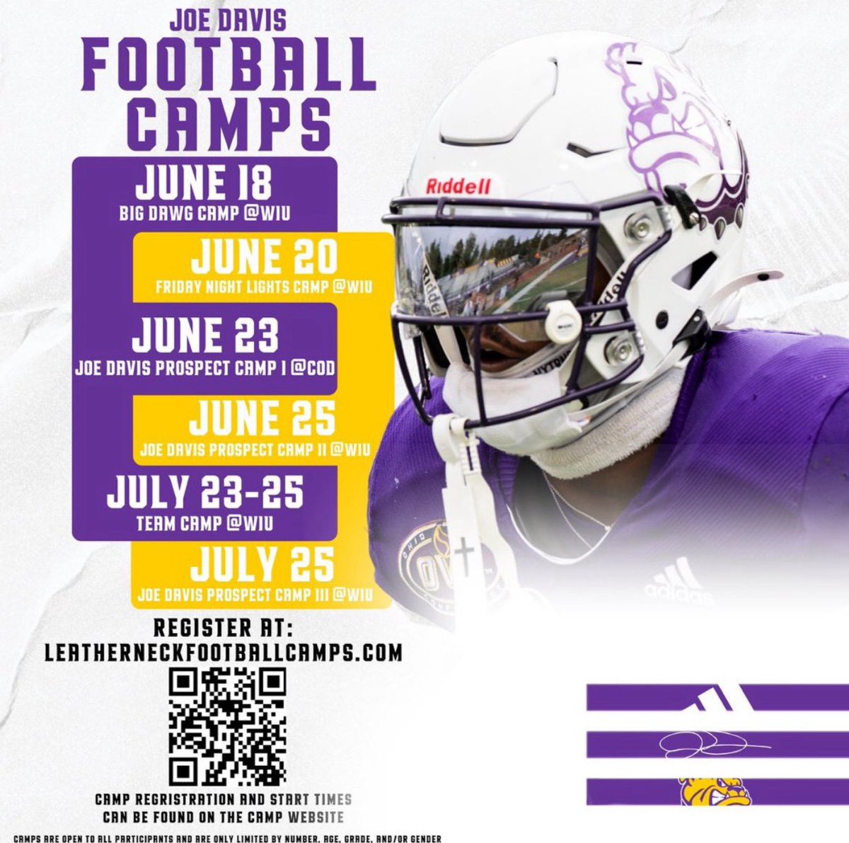 I will be attending the Western Illinois University Joe Davis Football Prospect Camp June 25th tomorrow!!