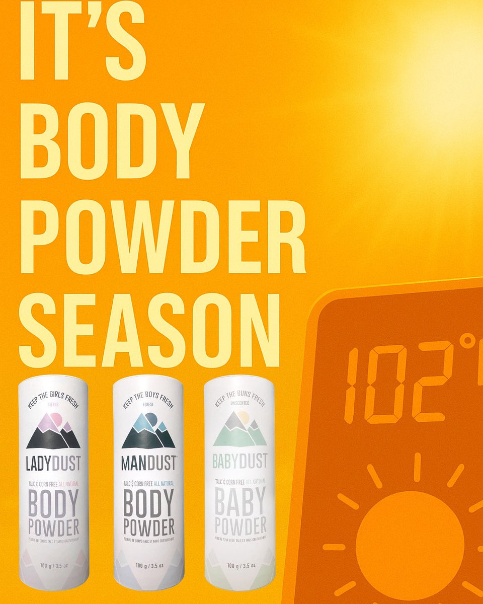 Raw dogging summer? Silly move. Dust up. 🏔️ 

#chafefree #talcfree #bodypowder #summerheat☀️🔥 #malegrooming #stayfresh #naturalbodycare #beattheheat☀️😎 #bodycare