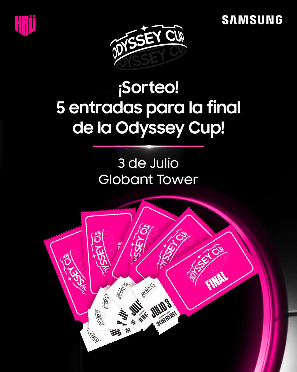 KRÜ Esports (@kruesports) on Twitter photo ¿Querés vivir en persona una final de CS2? 👀
Junto a <a href="/SamsungArg/">Samsung Argentina</a> estamos sorteando 5 entradas para la final presencial de la Odyssey Cup! 🏆
Para participar:
✅ Seguinos a @kruesports y <a href="/SamsungArg/">Samsung Argentina</a>
🔁 Dale RT a este posteo
Mucha suerte a todos! 🤟 ¿Querés vivir en persona una final de CS2? 👀
Junto a <a href="/SamsungArg/">Samsung Argentina</a> estamos sorteando 5 entradas para la final presencial de la Odyssey Cup! 🏆
Para participar:
✅ Seguinos a @kruesports y <a href="/SamsungArg/">Samsung Argentina</a>
🔁 Dale RT a este posteo
Mucha suerte a todos! 🤟