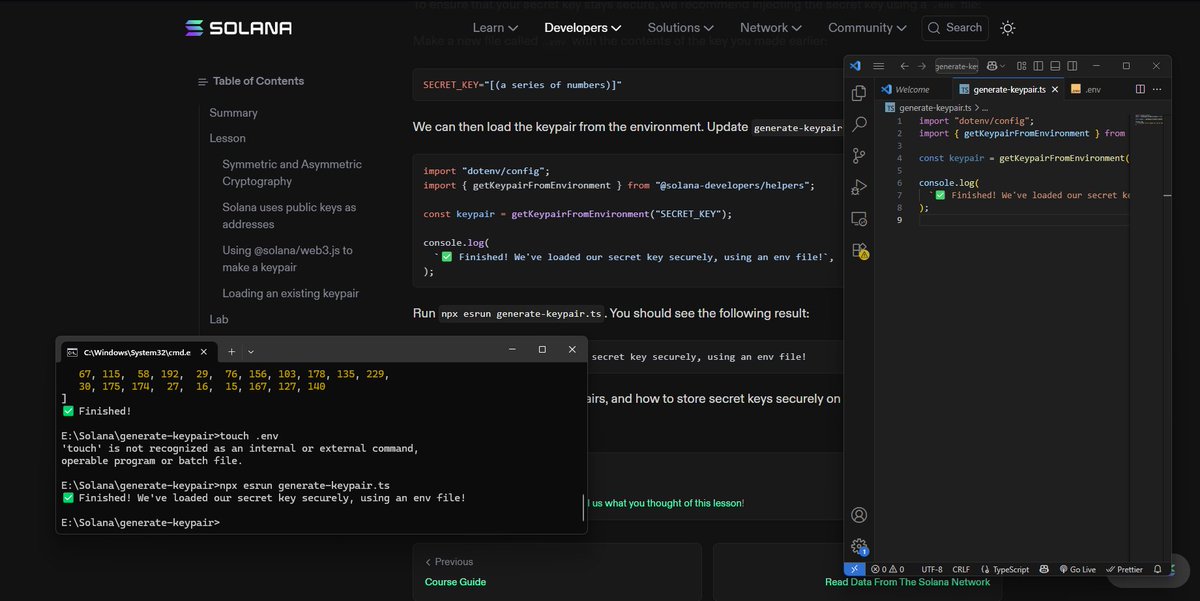 Just reading Docs and understanding Solana...
Most basic code to start with...
Generating Keypair