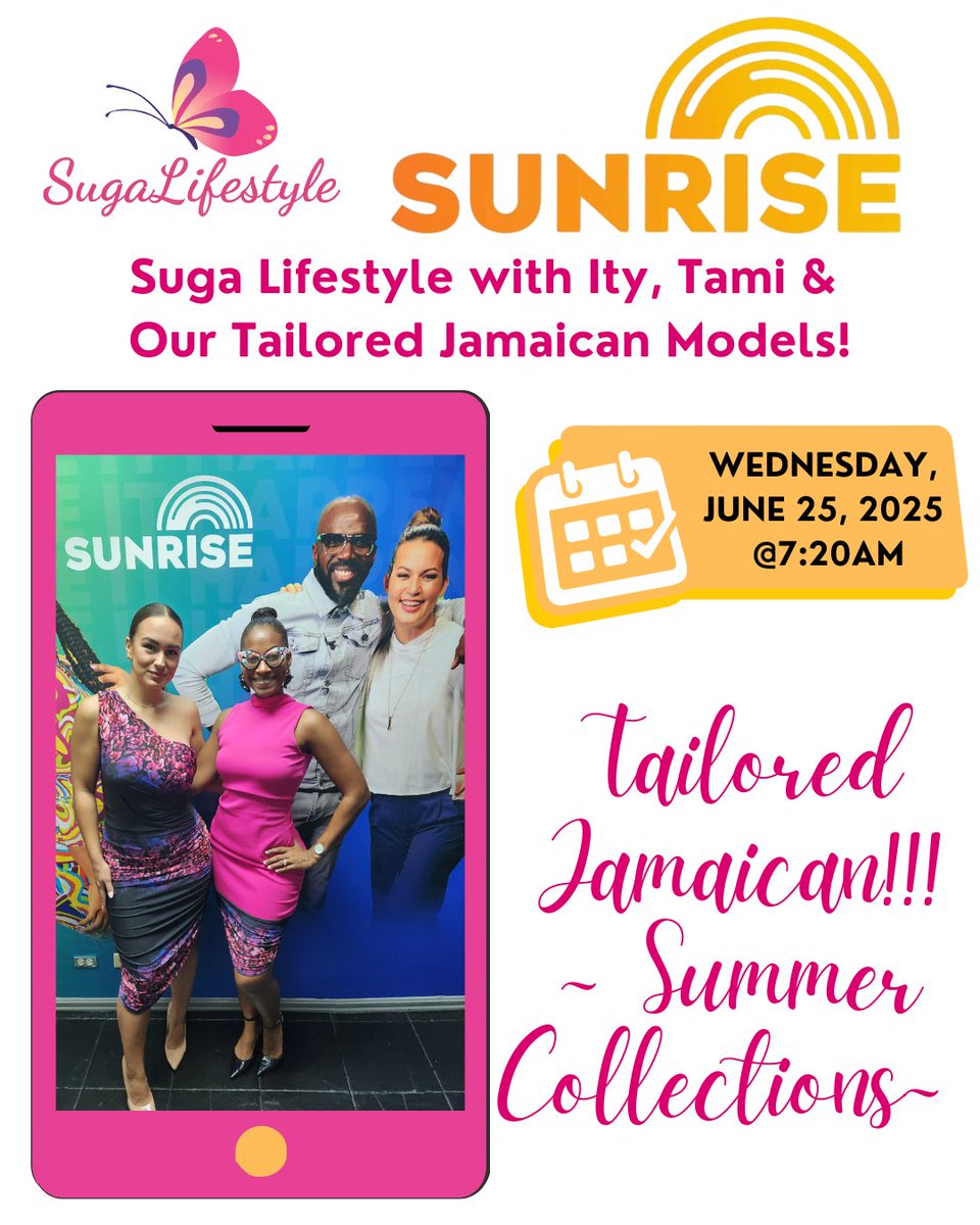 TUNE IN TOMORROW 7:20AM to Sunrise <a href="/CVMTV/">CVM Television</a>!
Hear all about what will be happening at our 5th Annual Tailored Jamaican!
Get a Sneak Peak of our Fashion Show with Summer Collections from our Local Designers.
Be excited to become Tailored Jamaican with us! 
Follow <a href="/Sugalifestyleja/">Suga Lifestyle</a>