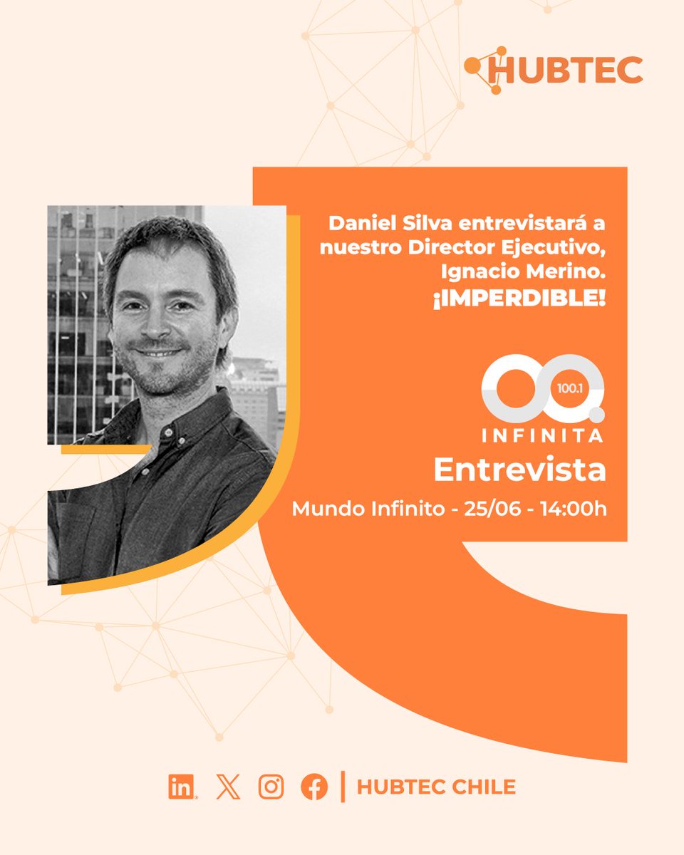 Este miércoles 25 de junio a las 14:00 hrs, sintoniza Mundo Infinito en Radio Infinita (FM 100.1) y conoce ReWine: el proyecto de HUBTEC y Viña Concha y Toro para transformar residuos vitivinícolas en innovación sustentable 🟠