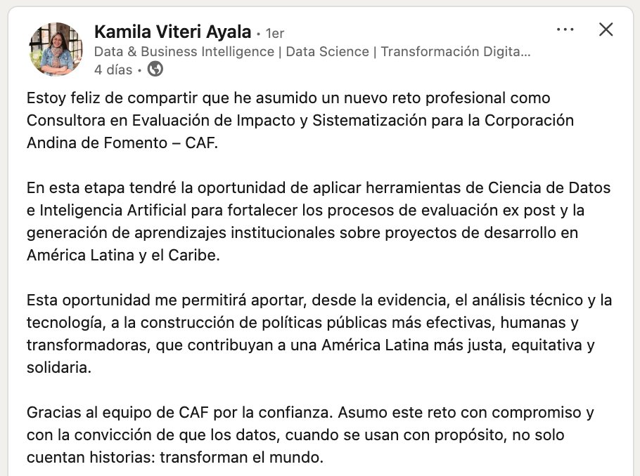 Alonso Quijano-Ruiz 🇪🇨 (@aquijanoruiz) on Twitter photo Congratulations to my LIDE student who got a job as a consultant for  Development Bank of Latin America and the Caribbean (CAF) conducting impact evaluations.  She was a scholarship recipient of our first program funded by the US Embassy in Ecuador. I am deeply proud of her. Congratulations to my LIDE student who got a job as a consultant for  Development Bank of Latin America and the Caribbean (CAF) conducting impact evaluations.  She was a scholarship recipient of our first program funded by the US Embassy in Ecuador. I am deeply proud of her.