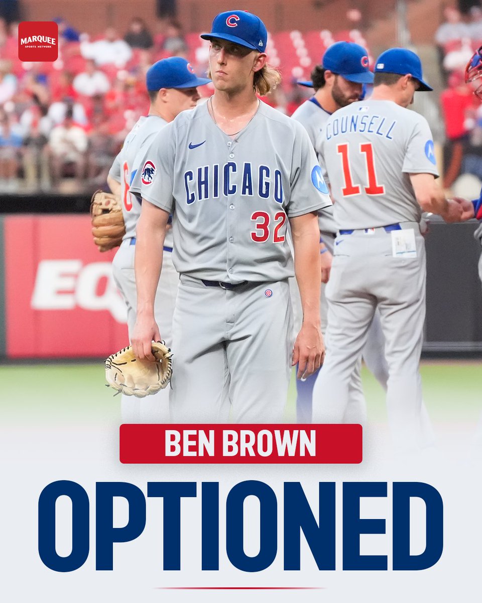 WatchMarquee's tweet photo. The Cubs optioned Ben Brown to Triple-A Iowa.

Porter Hodge has been activated off the IL. https://t.co/yPFQyN7RoZ
