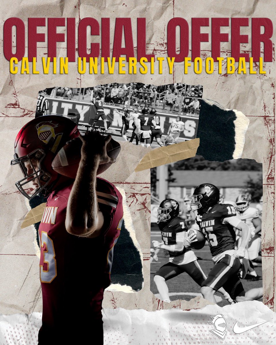 Logan Strey 3.5⭐️ (@loganstrey44) on Twitter photo After a great call with <a href="/CoachTrentFigg/">Trent Figg</a> and <a href="/CoachGarde/">Coach Austin Garde</a> I am very blessed to receive my first offer to play college football at Calvin University!!!
<a href="/coachmallory2/">Cody Mallory</a> <a href="/SpringLakeFB/">Spring Lake Football</a> <a href="/mikickacademy/">Michigan Kicking Academy</a> <a href="/cbo17/">Chris Bowen</a> <a href="/MIexposure/">Michigan exposure</a> <a href="/CalvinKnightsFB/">Calvin Knights Football</a> After a great call with <a href="/CoachTrentFigg/">Trent Figg</a> and <a href="/CoachGarde/">Coach Austin Garde</a> I am very blessed to receive my first offer to play college football at Calvin University!!!
<a href="/coachmallory2/">Cody Mallory</a> <a href="/SpringLakeFB/">Spring Lake Football</a> <a href="/mikickacademy/">Michigan Kicking Academy</a> <a href="/cbo17/">Chris Bowen</a> <a href="/MIexposure/">Michigan exposure</a> <a href="/CalvinKnightsFB/">Calvin Knights Football</a>