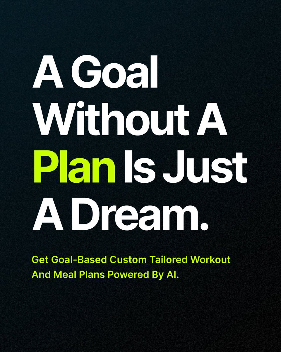 BodybyAI's tweet image. Goals Need Plans. AI does the thinking, you do the training. #BodyByAI #SmarterFitness #TrainWithTech #AIWorkout #CustomFitness #GoalDriven #NoGuesswork