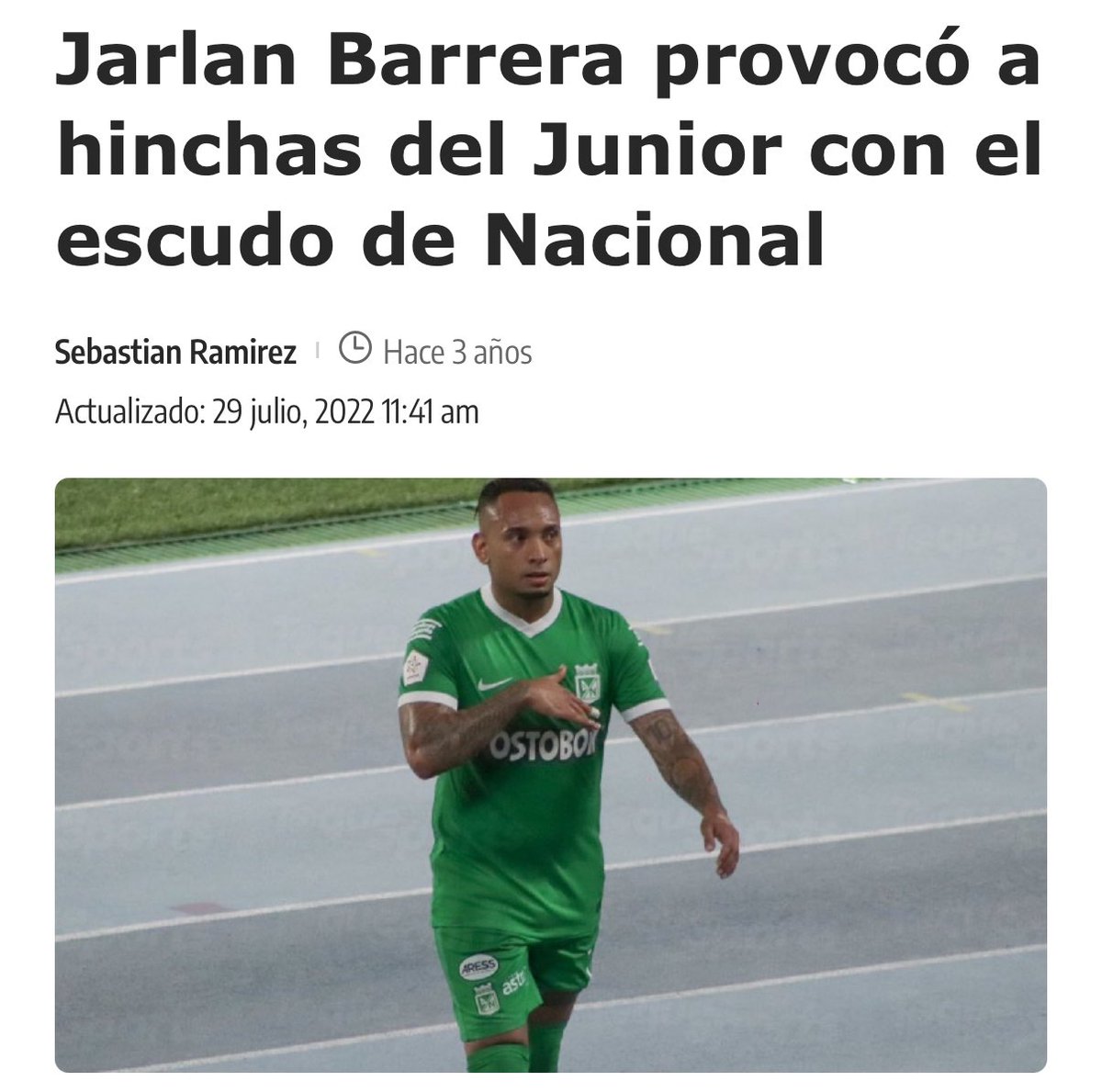 SOLO_JUNIOR's tweet photo. ❌ • ¡NUNCA OLVIDAR! Además de cagón, fue un malagradecido y resentido. 

Se fue sin dejar un peso, luego de botar el penal más importante de nuestra historia, se burló del escudo y la afición, y ahora que su carrera decae llora para volver? 

AQUÍ NO TE QUEREMOS @JarlanJBarrera https://t.co/ltCKYb6sOr