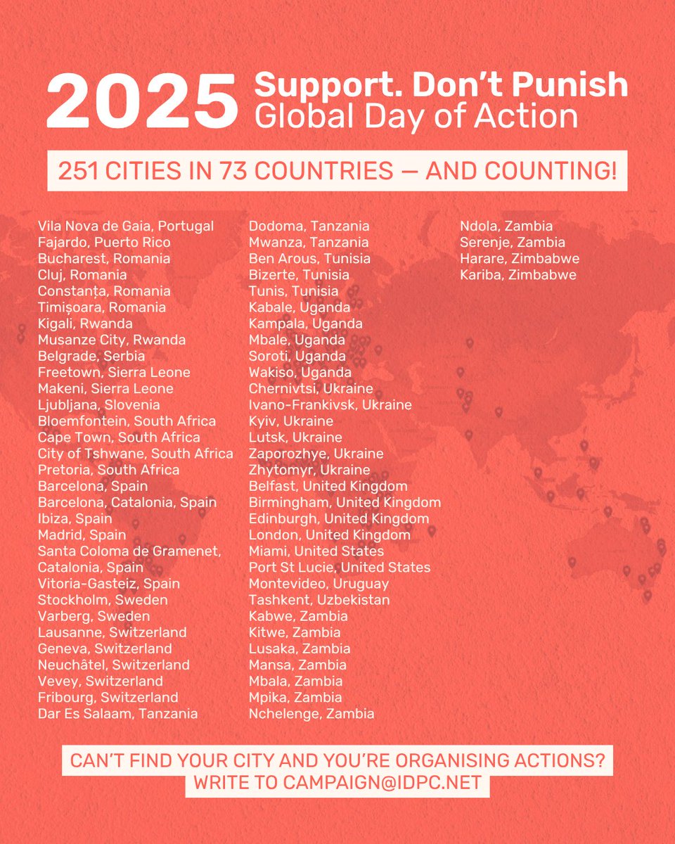 📣 2 DAYS ALERT: WE ARE READY! On 26th of June, thousands of people in all corners of the world will offer their communities solutions rooted in care, beyond the violence of the ‘#WarOnDrugs’.

Join us! Share! #SupportDontPunish! 💚

Comms resources: trello.com/b/YcCcDcgE/202…