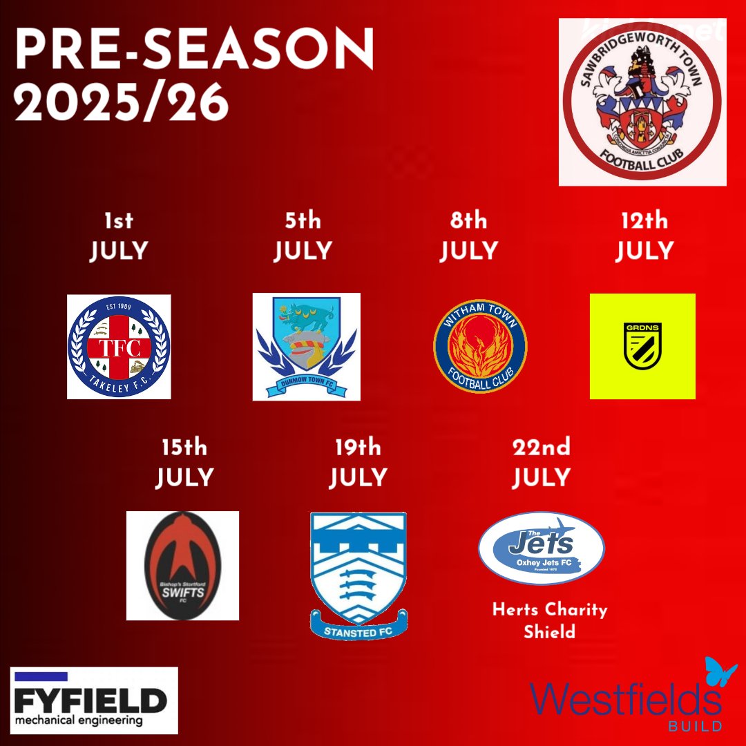 Here's our updated Pre-season schedule