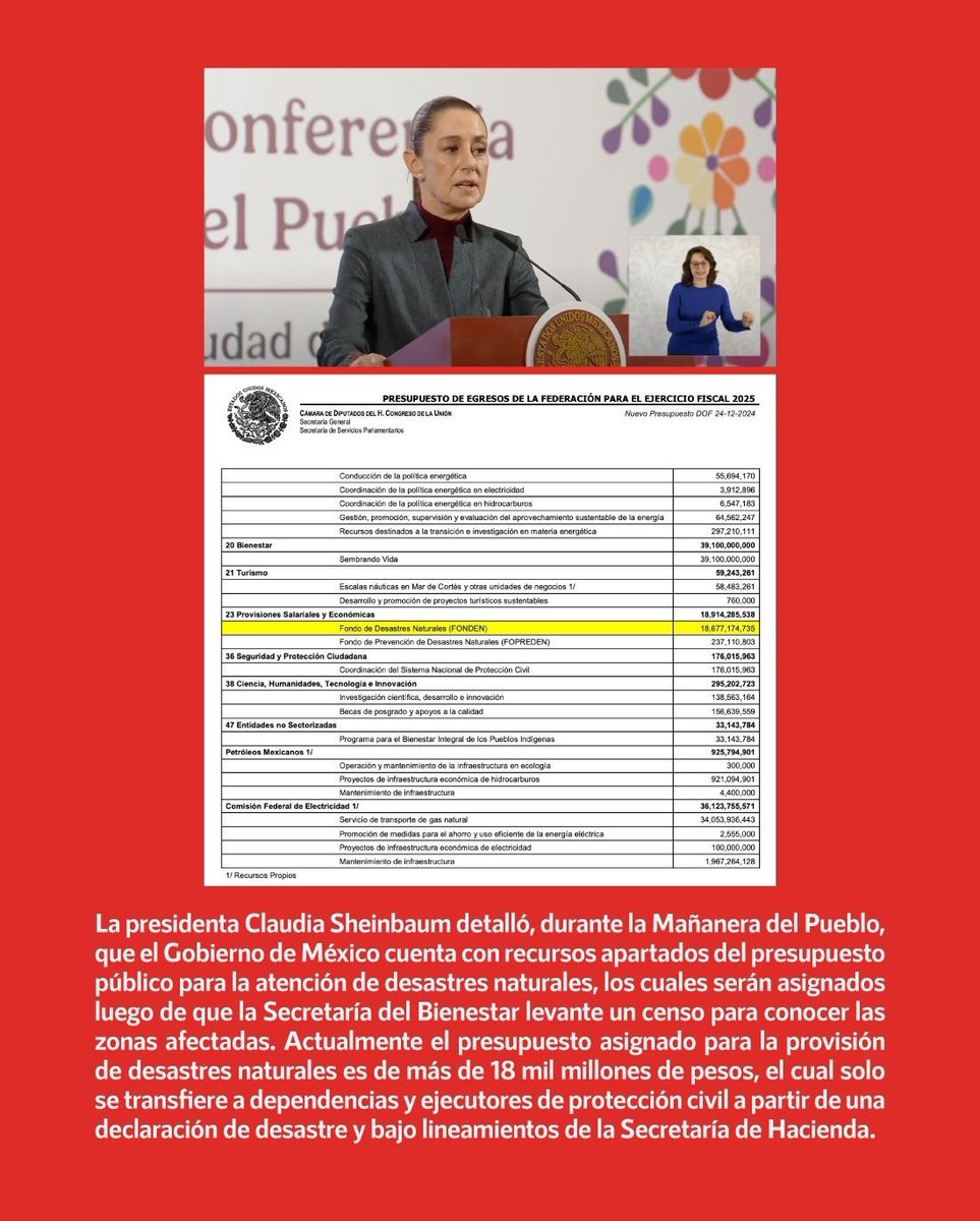 InfodemiaMx (@infodemiamex) on Twitter photo ❌Falso que el <a href="/GobiernoMX/">Gobierno de México</a> no cuente con recursos para apoyar a #Oaxaca y #Guerrero tras el paso del huracán #Erick
✅La presidenta <a href="/Claudiashein/">Claudia Sheinbaum Pardo</a> detalló, durante la Mañanera del Pueblo del 19 de junio, que el Gobierno de México cuenta con recursos apartados del presupuesto ❌Falso que el <a href="/GobiernoMX/">Gobierno de México</a> no cuente con recursos para apoyar a #Oaxaca y #Guerrero tras el paso del huracán #Erick
✅La presidenta <a href="/Claudiashein/">Claudia Sheinbaum Pardo</a> detalló, durante la Mañanera del Pueblo del 19 de junio, que el Gobierno de México cuenta con recursos apartados del presupuesto