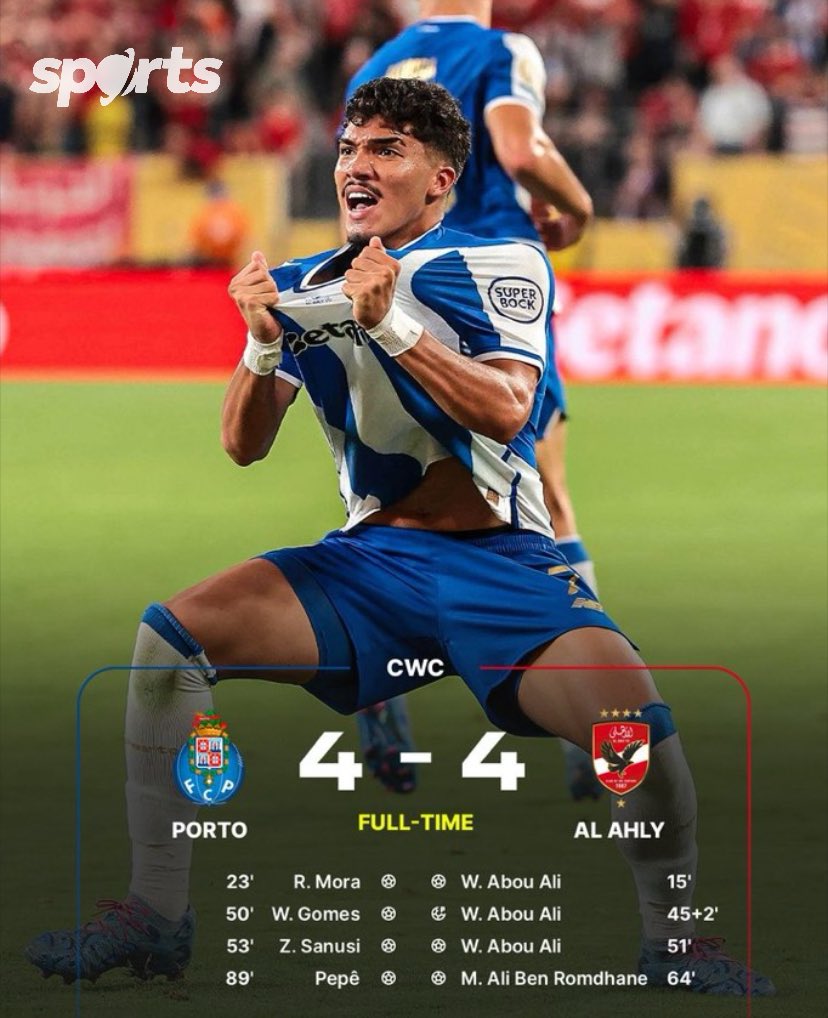 planetsports_tv's tweet photo. Un THRILLER DE OCHO GOLES entre Porto y Al Ahly 🥵 https://t.co/OmQws7YOuF