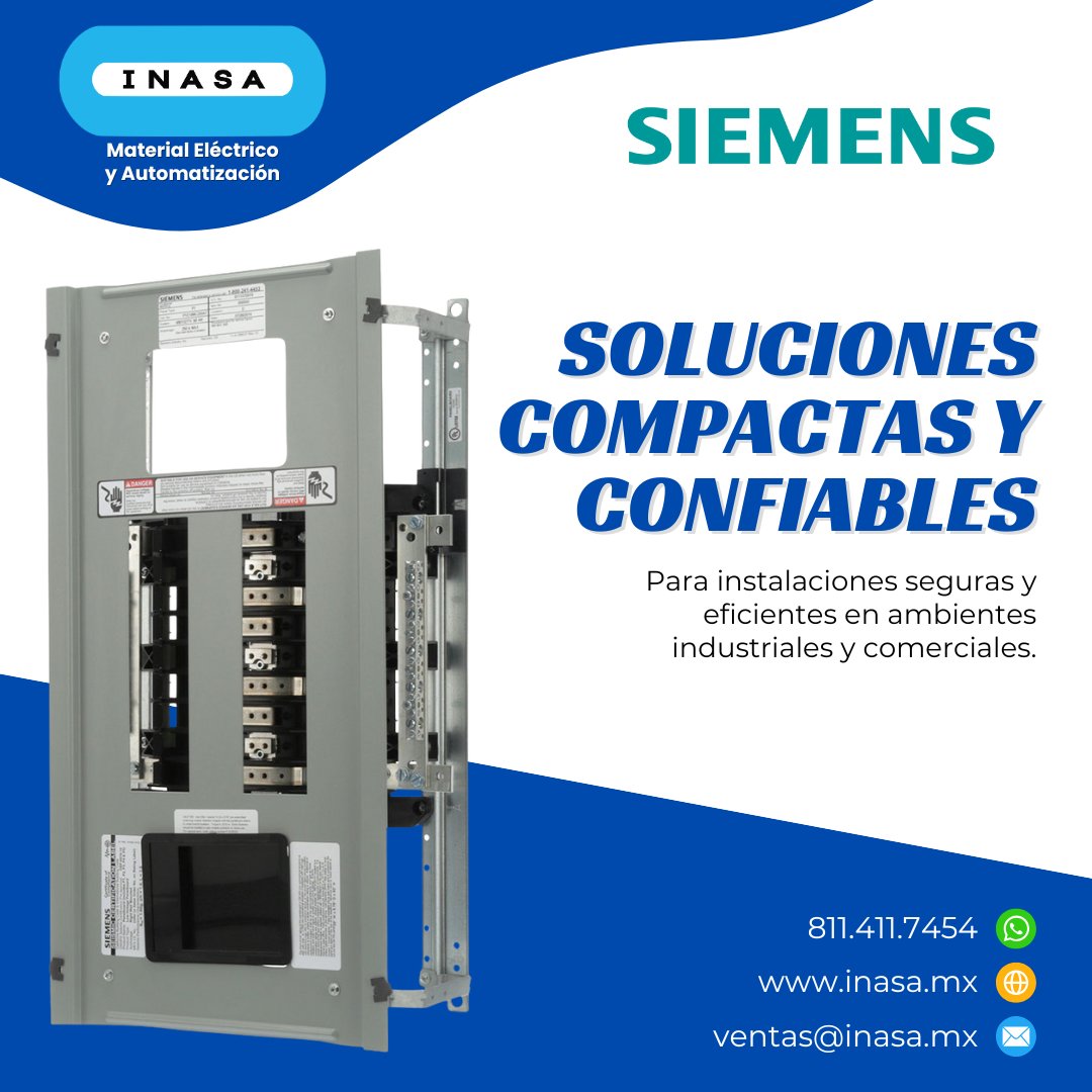 Optimiza tus instalaciones eléctricas con sistemas de distribución Siemens:

Confía en la tecnología que impulsa la eficiencia y protege tus equipos.

#INASA #DistribuidorMaster #MaterialEléctrico #SIEMENS