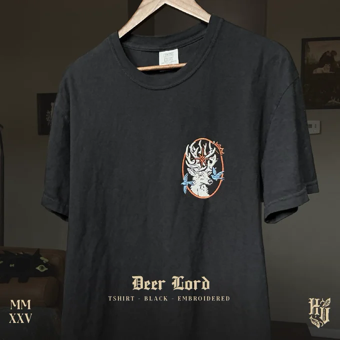 Deer Lord - Embroidered shirts are available on ye olde shoppe! They turned out absolutely incredible :')