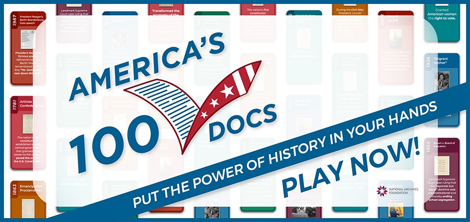 MNSecofState's tweet image. The #USA turns 250 in 2026, and you can help leave your mark! Introducing America&apos;s #100Docs, the game that puts history in your hands and lets you vote on the most significant historical records from the National Archives. #USat250

🔗100docs.vote