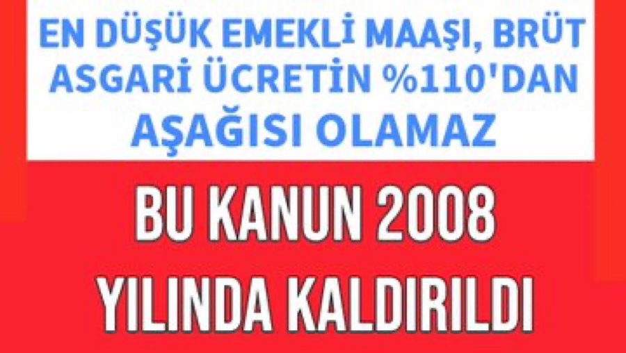 İnsan ve Yurt.Hak.Bil.
Madde 15:
Toplumun tüm kamu görevlilerinden, görevleriyle ilgili olarak hesap sormak hakkı vardır✔️

SORUYORUZ❗

YOK ETTİĞİNİZ EMEKLİ MAAŞININ 
3te 2si NEREDE❓
MAAŞ ZAMMI NEREDE❓
İNTİBAK NEREDE❓
SEYYANEN NEREDE❓

NEREDE ⁉️
#TürkiyeSarayaÇalışıyor