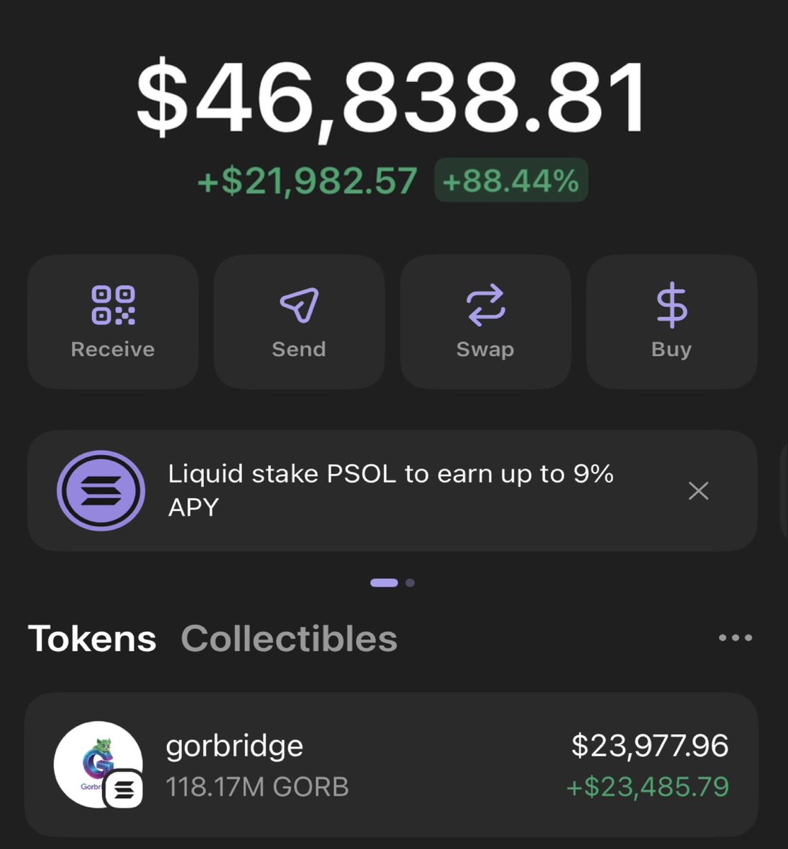 PhantomWidariX's tweet photo. #GORB oozed pure alpha — spotted early, sold high.
Another flawless hit for the Alpha TG squad 💥🚀
Ca: F7zeGL7etT5XsvbMBUPdfaCPh7sg6pm2PzHiJVibpump
#memecoins #SolanaMemecoin #Crypto #bitcoin #SolanaNFTs #SOL #pumpswap #pumpfun #Trending https://t.co/VrdvvlX0R6