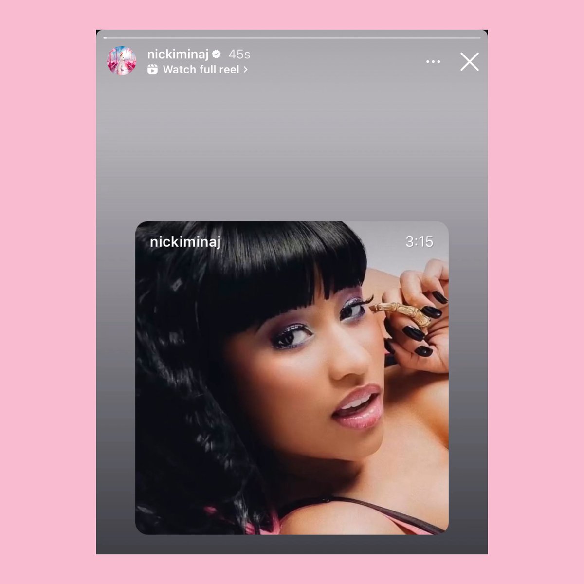 .<a href="/NICKIMINAJ/">Nicki Minaj</a> via Instagram Stories.