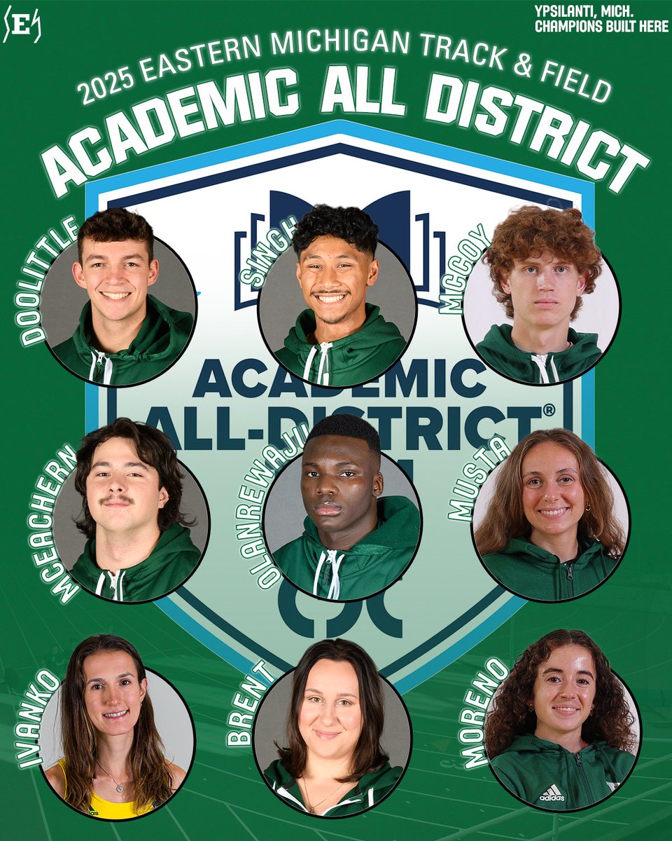 EMU XC/TF (@emuxc_tf) on Twitter photo Congratulating our 9 <a href="/CollSportsComm/">College Sports Communicators</a> Academic All-District honorees‼️🥳
They each hold a cumulative GPA above 3.50 and recorded at least 1 mark inside the region top-50!👏
#EMUEagles | #ChampionsBuiltHere🥇 Congratulating our 9 <a href="/CollSportsComm/">College Sports Communicators</a> Academic All-District honorees‼️🥳
They each hold a cumulative GPA above 3.50 and recorded at least 1 mark inside the region top-50!👏
#EMUEagles | #ChampionsBuiltHere🥇