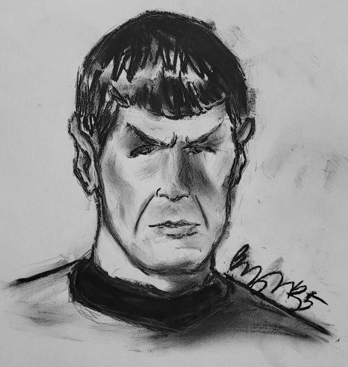 zerozeromilktea's tweet image. #Spock charcoal rakugaki :P