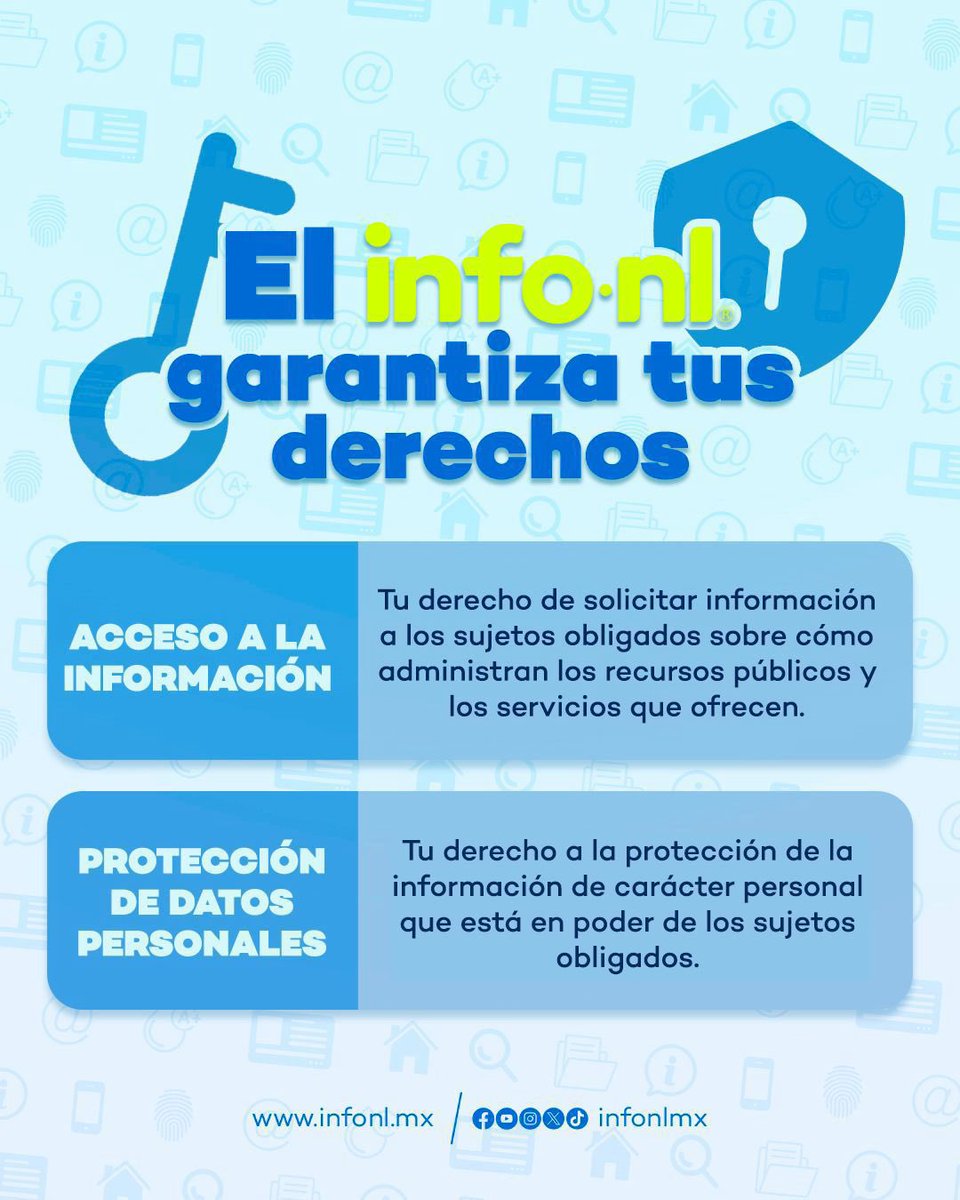 Como Presidenta del <a href="/INFONLMX/">INFONL</a>, reafirmo nuestro compromiso con dos pilares fundamentales:
📄 el acceso a la información y
🛡️ la protección de datos personales.

Desde el Instituto, fortalecemos cada día el ejercicio de tus derechos.