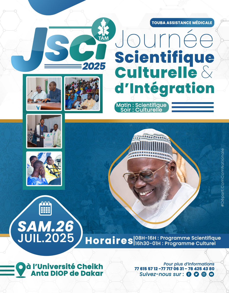 Nar_soda_fall's tweet photo. 📢 *Journée Scientifique, Culturelle et d’Intégration – TAM 2025*  
Touba Assistance Médicale vous convie à sa grande *JSCI 2025* !
@taminfos https://t.co/aK7rV4dbaH