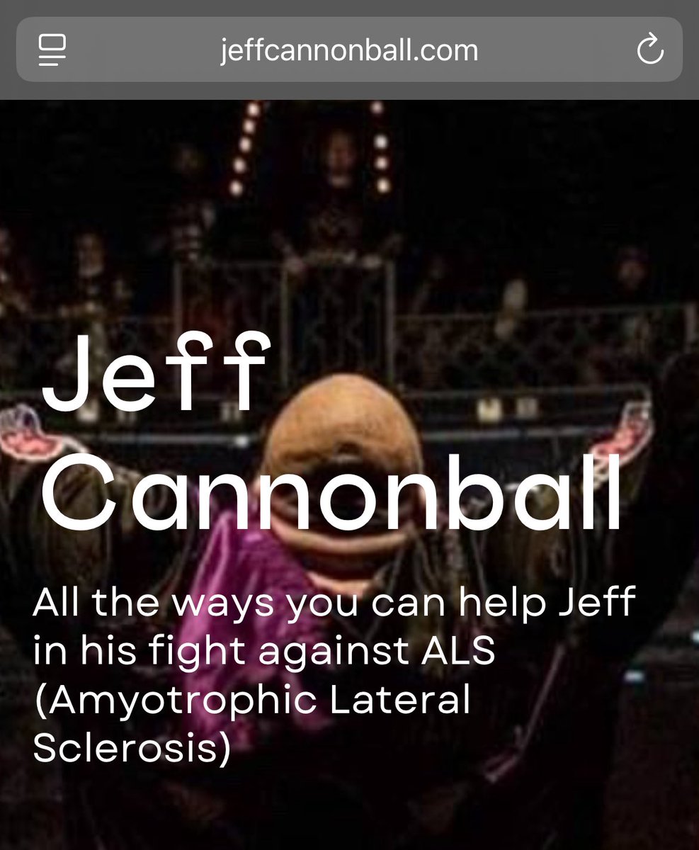 Jeff has a website now.

✨ Ways to donate
✨ Other ways to help (ie. merch)
✨ Events supporting him
✨ What is ALS?

🥰