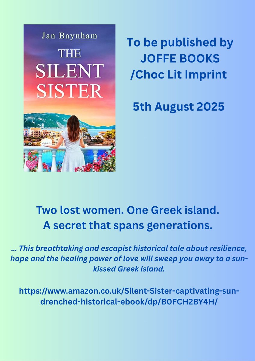 Jan Baynham - Writer of Historical Fiction (@janbaynham) on Twitter photo Six weeks today!
#secrets #trauma #forgiveness #identity #kefalonia
<a href="/JoffeBooks/">JOFFE BOOKS</a> <a href="/ChocLituk/">Choc Lit Publishing</a> Six weeks today!
#secrets #trauma #forgiveness #identity #kefalonia
<a href="/JoffeBooks/">JOFFE BOOKS</a> <a href="/ChocLituk/">Choc Lit Publishing</a>