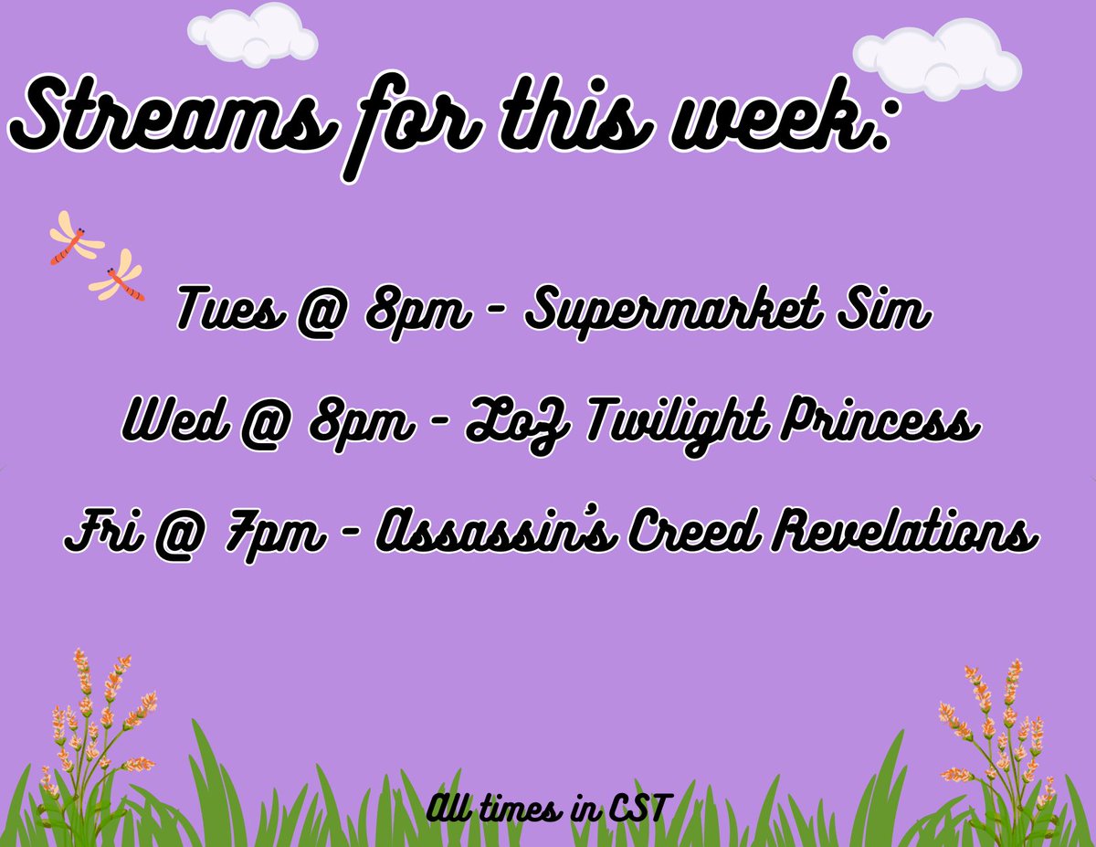 Another week, and more streams to come. Tonight Supermarket Sim, with it's recent full release; tomorrow Twilight Princess and Friday back with our man, Ezio! Have a good week!