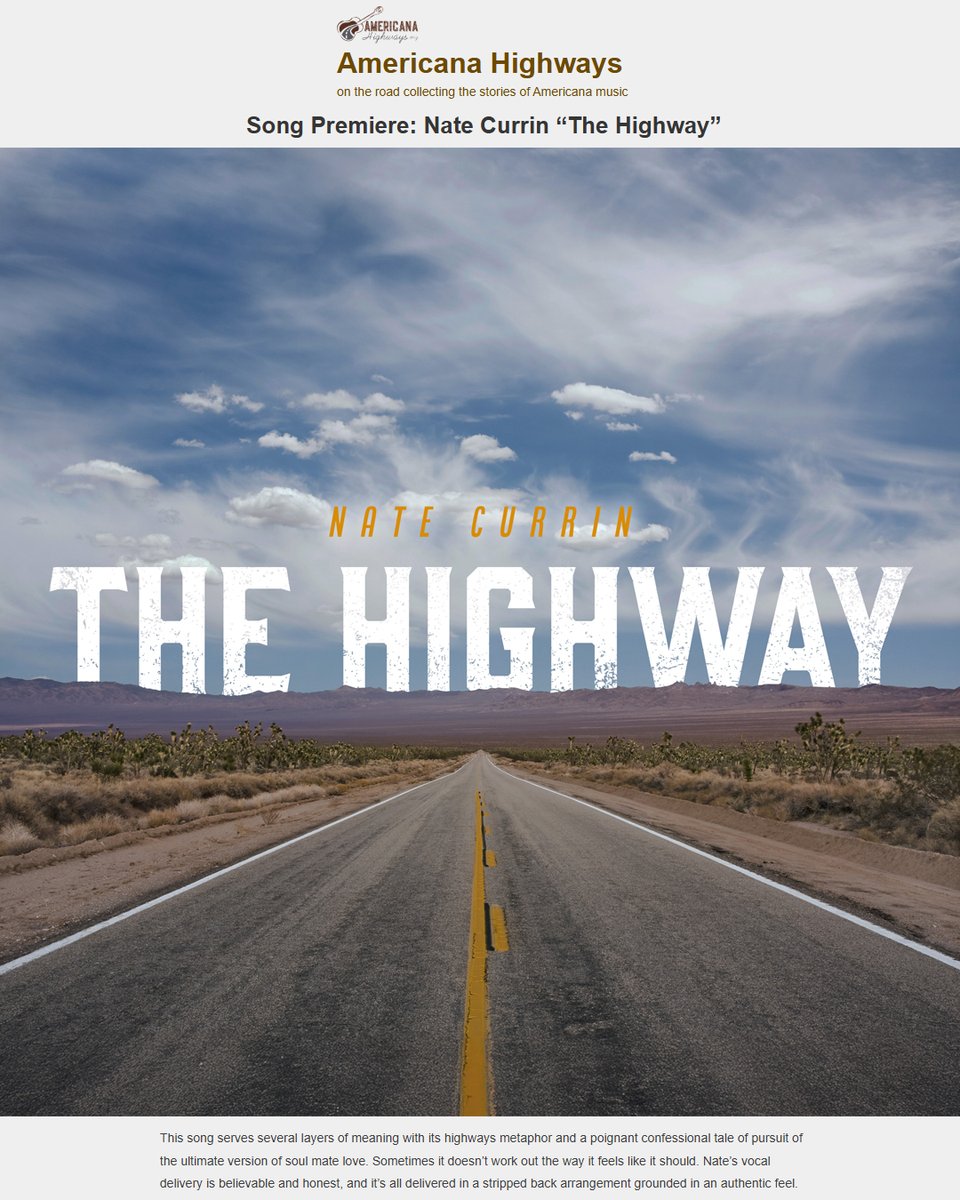 .<a href="/AmericanaHiways/">Americana Highways</a> premieres new <a href="/natecurrin/">Nate Currin</a> single "The Highway," writing that it "serves several layers of meaning with its highways metaphor and a poignant confessional tale of pursuit of the ultimate version of soul mate love."

Listen here exclusively:
americanahighways.org/2025/06/24/son…
