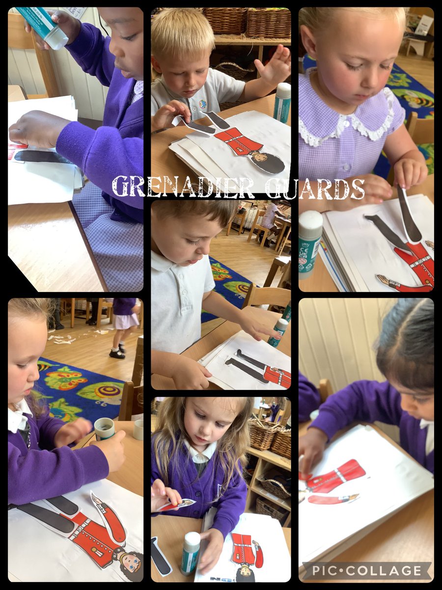 Today <a href="/MrsT_EYFS/">Mrs T</a> nursery class have been learning about the King’s Guards. They have each created a guard using the picture pieces that they have had to arrange into the correct position 💂🏼‍♀️ #StGerardsEYFS