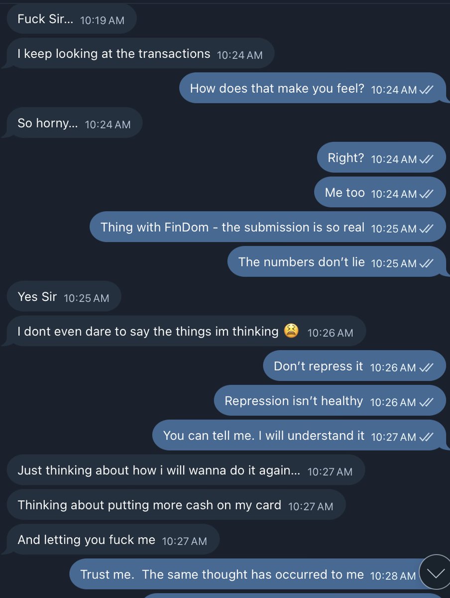 Rob_Devours's tweet image. From virgin to FinDom addict: How to handle aftercare 💪🏻 💸

His first time sending. During our post-f**k chat, he went from vowing never again, to thanking me for taking his money, to making plans for his next drain.