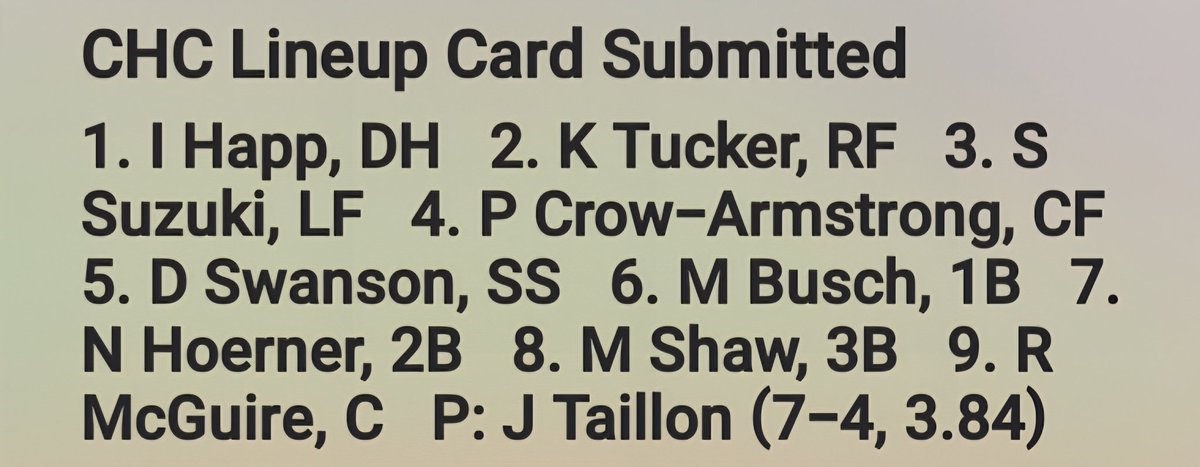 #Cubs lineup vs #STLCards this evening