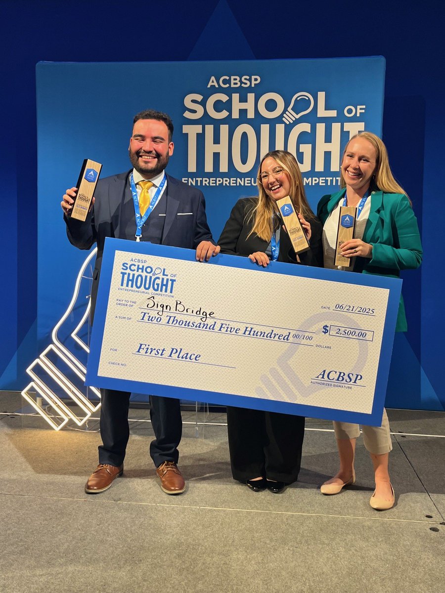 Congratulations to Gustavo Maida and Sofia Santana. On Saturday, June 21, they won 1st place in the ACBSP School of Thought Entrepreneurship Competition in Las Vegas. The competition received over 100 submissions and the top four teams were invited to pitch.