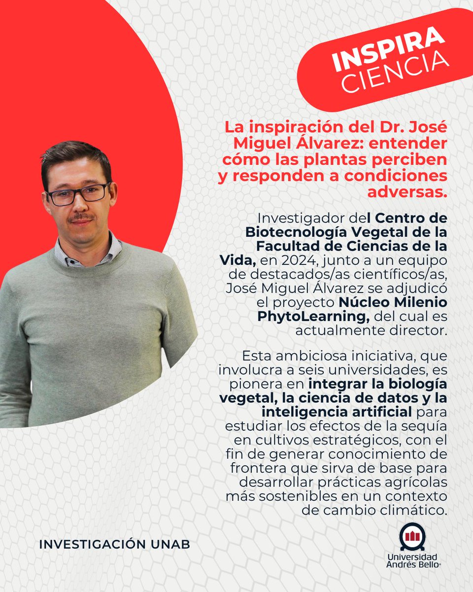 Investigación UNAB (@vrid_unab) on Twitter photo #InspiraCiencia | Dr. Jose Miguel Alvarez Herrera, investigador del Centro de Biotecnología Vegetal UNAB, y director de Núcleo Milenio <a href="/PhytoLearning/">Núcleo Milenio PhytoLearning</a>
Investigación UNAB: Hacia la vanguardia en el desarrollo de la ciencia nacional. #InspiraCiencia | Dr. Jose Miguel Alvarez Herrera, investigador del Centro de Biotecnología Vegetal UNAB, y director de Núcleo Milenio <a href="/PhytoLearning/">Núcleo Milenio PhytoLearning</a>
Investigación UNAB: Hacia la vanguardia en el desarrollo de la ciencia nacional.