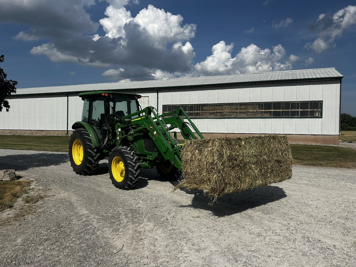 Last bale of first cut into the shed! 
Glad to have AC! 
Thanks to <a href="/PremierEquip1/">Premier Equipment</a> <a href="/JohnDeere/">John Deere USA</a> for getting the 5090 up and running after blowing an oil line just before hay season