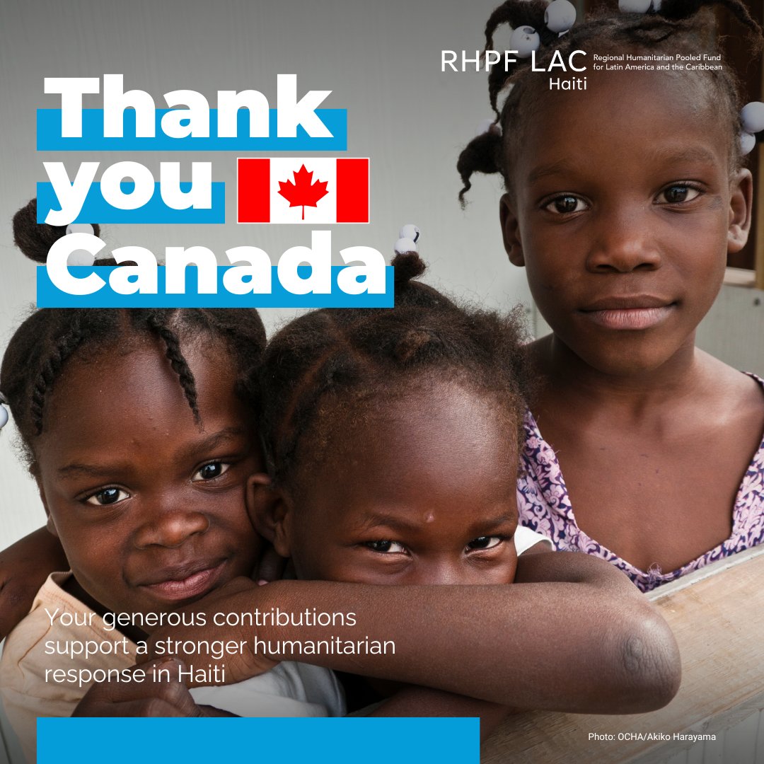 #OCHAthanks Canada for supporting the humanitarian response in Haiti 🇭🇹 through the Regional Humanitarian Pooled  Fund for Latin America and the Caribbean. Their contribution will help local organizations respond more effectively to urgent needs.  

That's localization in action.