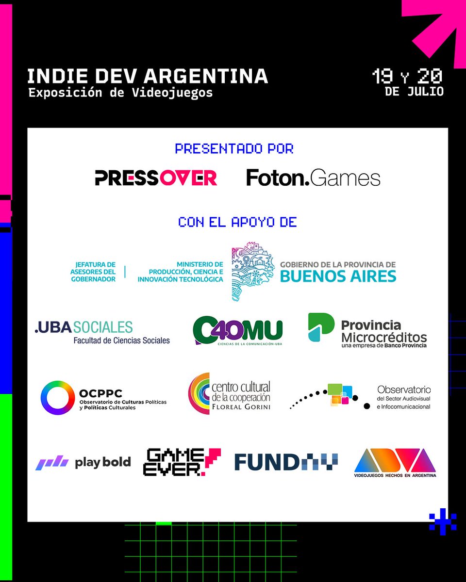 IndieDevAr's tweet image. ¡SEDE CONFIRMADA! La Casa de la Provincia de Buenos Aires será el hogar de IDA 2025 🚀
📅 19 y 20 de julio
📍 Casa de la Provincia de Buenos Aires (Av. Callao 237 - CABA)
⏱️Sábado de 10 a 19 hs. y domingo de 11 a 18 hs.
🎫 Entrada libre y gratuita
¡Te esperamos!