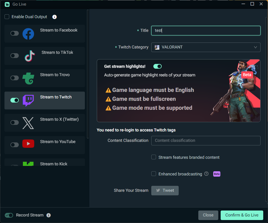 Streamlabs tweet media