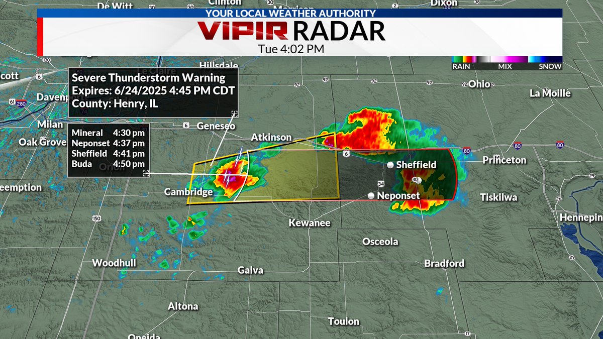 A Severe T-Storm Warning has been issued for Henry County through 4:45 pm. Wind gusts up to 60 mph and penny size hail are possible. Storm is moving east at 25 mph. 

Posted 6/24/25